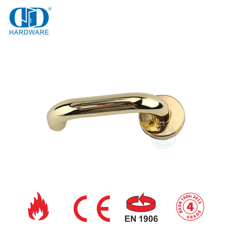 Manija de palanca de acero inoxidable 304 BS EN 1906 para puerta de madera-DDTH001-PVD
