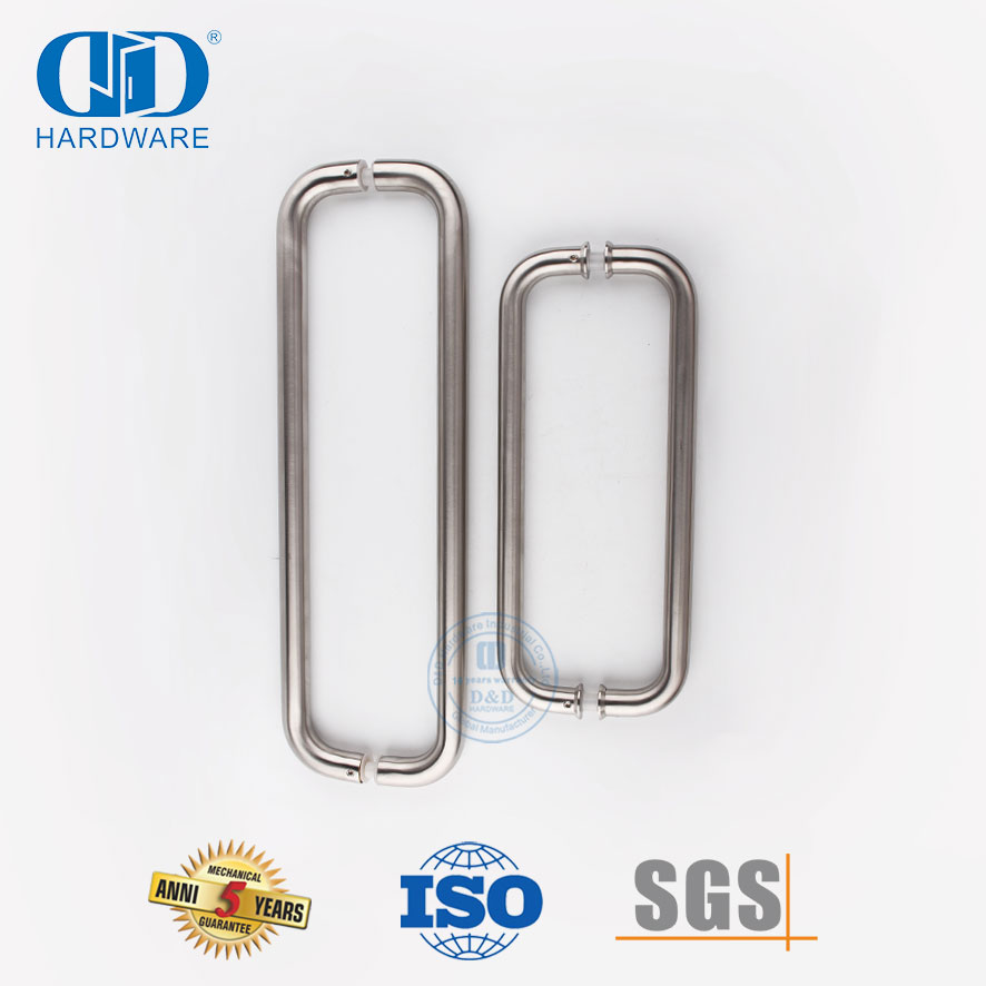 Perillas de puerta de ducha de vidrio de acero inoxidable tipo H, tubo redondo de alta calidad, manija de puerta de vidrio-DDPH007-SSS