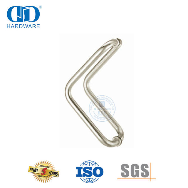 Tirador estilo codo espalda con espalda montado en vidrio de acero inoxidable satinado 316-DDPH012