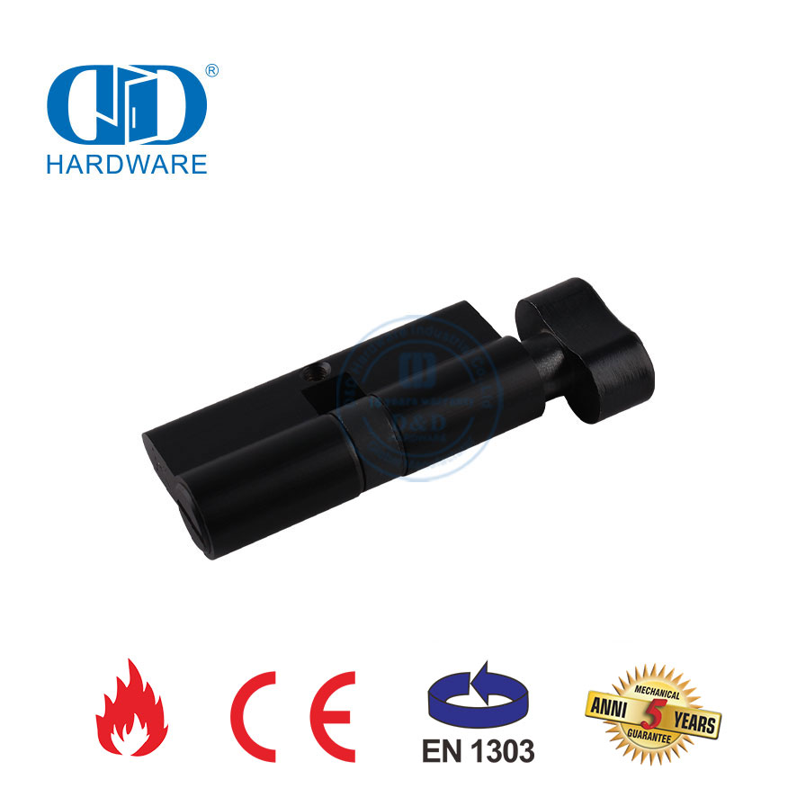 Cilindro de inodoro de baño negro mate EN 1303 para puerta de casa-DDLC007-70mm-MB