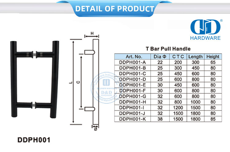 Tirador de puerta de vidrio