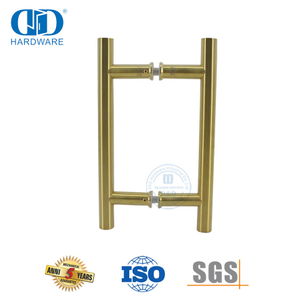 Manija de puerta de baño con empuje de tubo de acero inoxidable en forma de H con acabado de latón satinado-DDPH001-A Φ22-SB