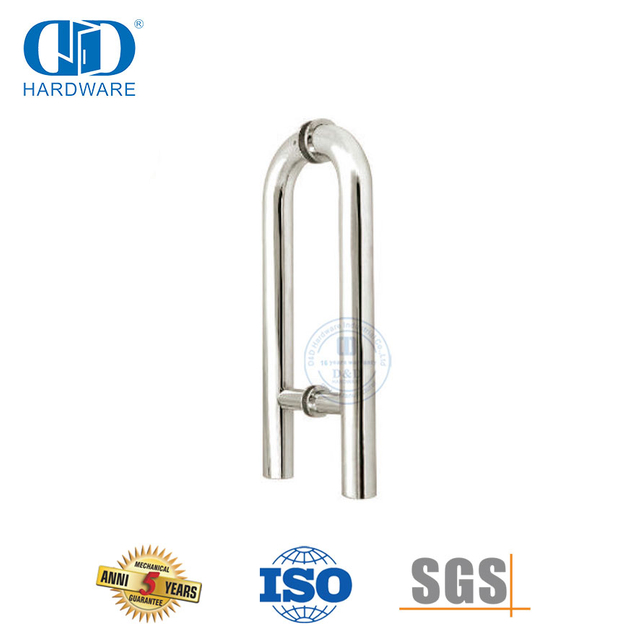 Manija de tracción de puerta de vidrio de baño en forma de U grande de tubo redondo de entrada-DDPH010
