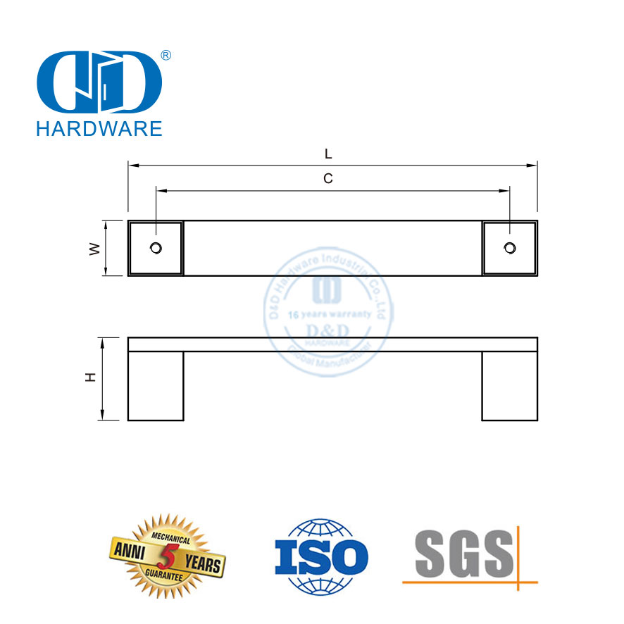 Tiradores de muebles de manija de puerta de gabinete de cocina de acero inoxidable de alta calidad-DDFH038