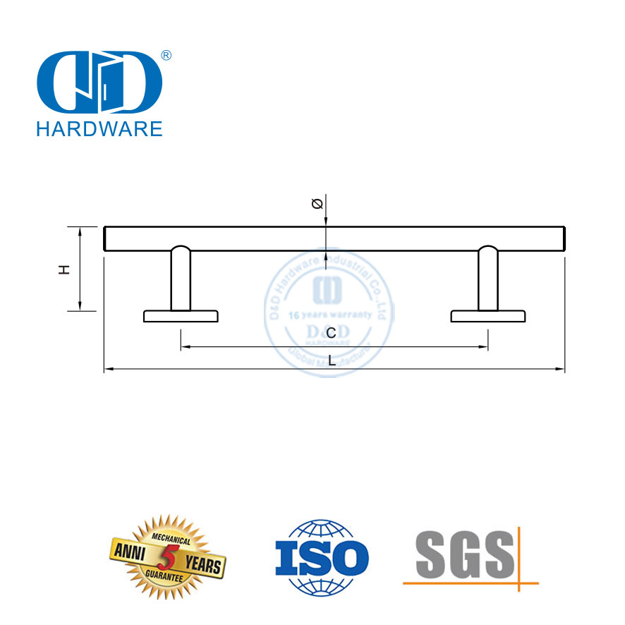 Tiradores de gabinete de cocina de muebles de puerta de acero inoxidable de estilo moderno-DDFH042