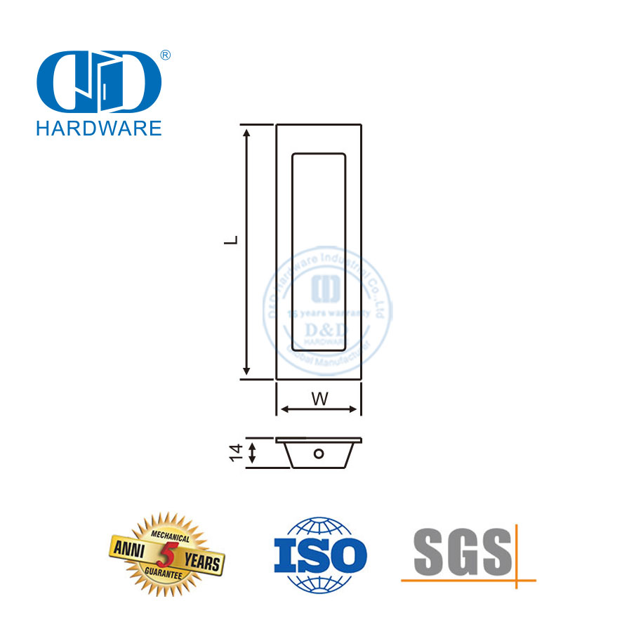 Herrajes para muebles Armario de cocina de acero inoxidable Cajón Armario Tirador empotrado-DDFH009-B