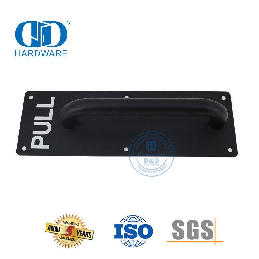 Accesorios de hardware de acero inoxidable Placa de señal de puerta Empuje personalizado Tirador de puerta de vidrio Interiror residencial Manija-DDPH023
