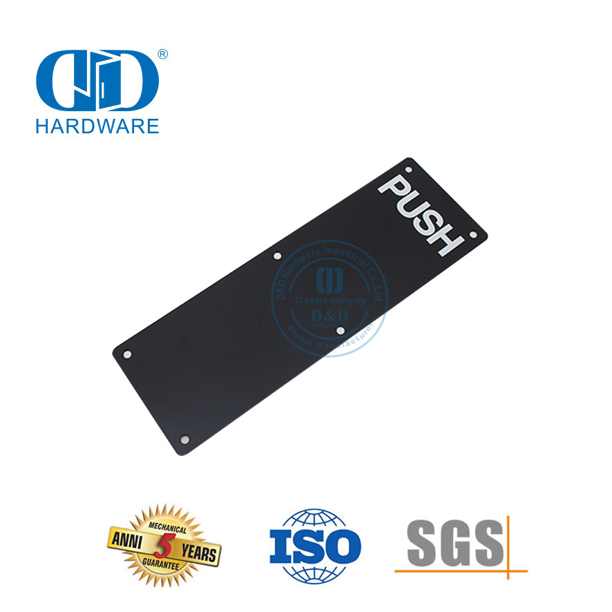 Placa de empuje Placa de señal negra de acero inoxidable Inodoro comercial Hospital Escuela Puerta Placa de firma-DDSP005