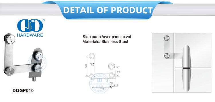 Conector de vidrio montado en vidrio de acero inoxidable, montaje de panel lateral, hardware de vidrio Piovt-DDGP010