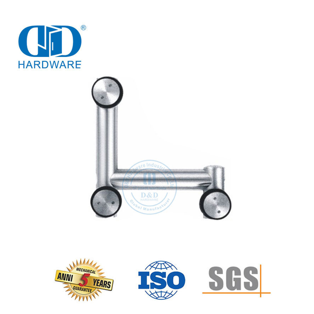 Puerta batiente de esquina de pared de vidrio de acero inoxidable, montaje sobre panel, hardware de vidrio pivotante-DDGP009