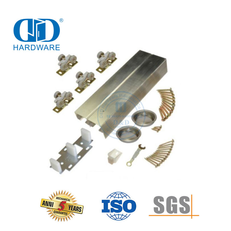 Herrajes para puertas corredizas de granero ocultas con derivación silenciosa y moderna de acero inoxidable Herrajes de acero para garaje-DDBD070