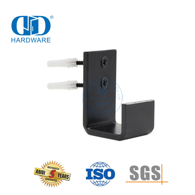 Montaje en pared negro de acero inoxidable, herrajes para puertas corredizas de Granero ajustables, guía de piso, guía de piso inferior para puerta-DDBD087