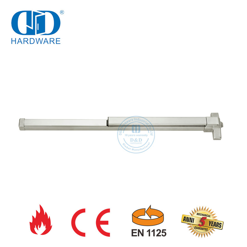 Hardware de salida de pánico con barra de empuje de salida de manija de palanca de acero inoxidable resistente al fuego con certificación CE UL para puerta de madera-DDPD025-CE