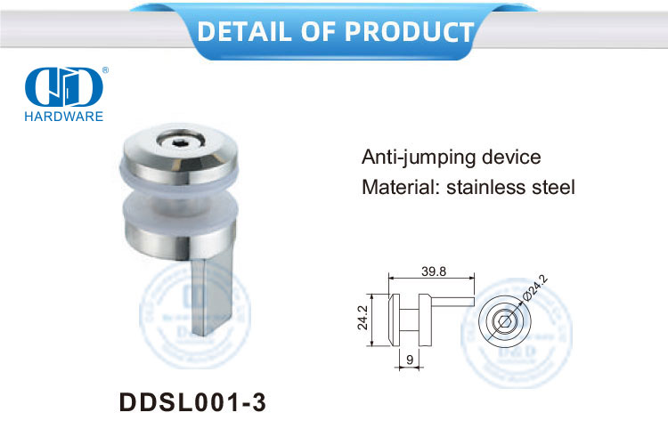 Accesorio para muebles con dispositivo antisalto de montaje de vidrio de acero inoxidable-DDSL001-3