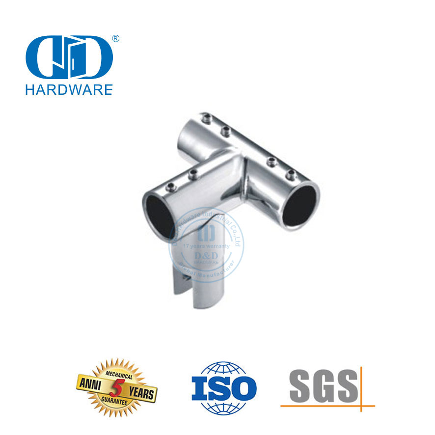 Fabricación de hardware Acero inoxidable Conector de riel en T de 3 vías de 90 grados Sistema de cabina de ducha comercial-DDSC041