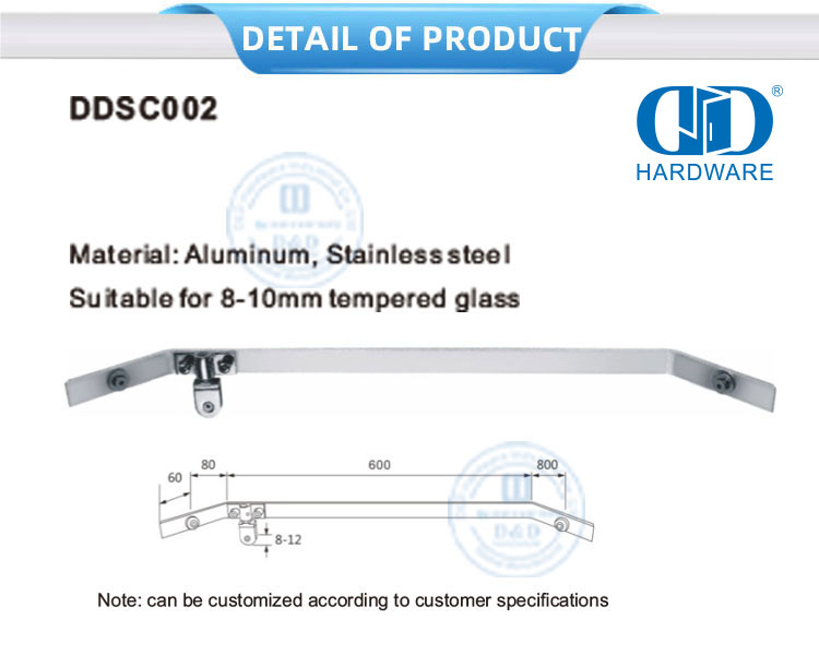Accesorio de puerta de vidrio de acero inoxidable resistente al agua, Panel divisor de ducha, sistema de cabina de ducha comercial-DDSC002
