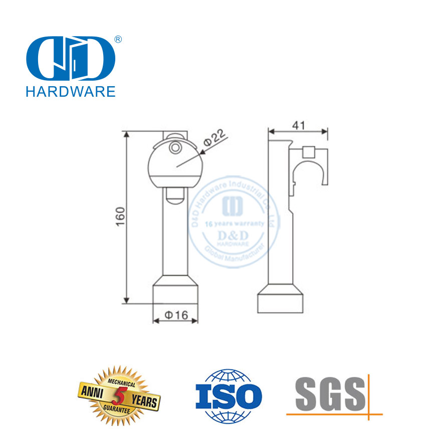 Abrazadera de tubo único para techo, accesorios de puerta de vidrio de acero inoxidable, juego de accesorios para lavabo-DDGS129