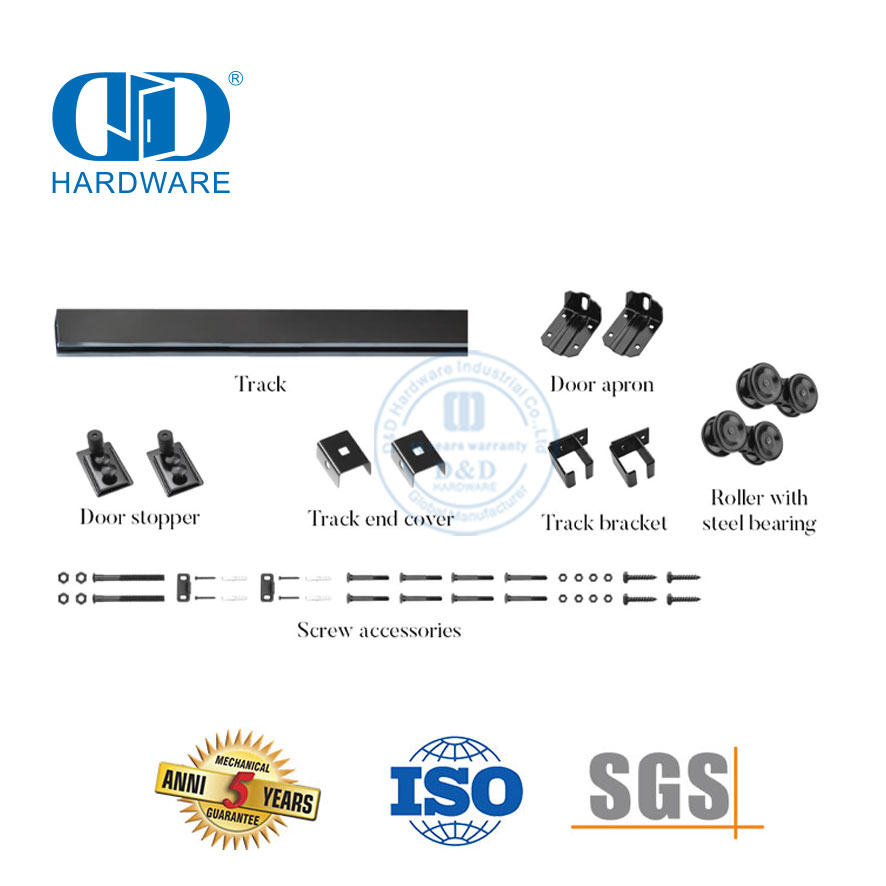 Herrajes para puertas corredizas de granero con rueda de radios grandes de derivación de una sola vía de acero inoxidable de alta resistencia Hardware-DDBD037 de puerta de granero de derivación