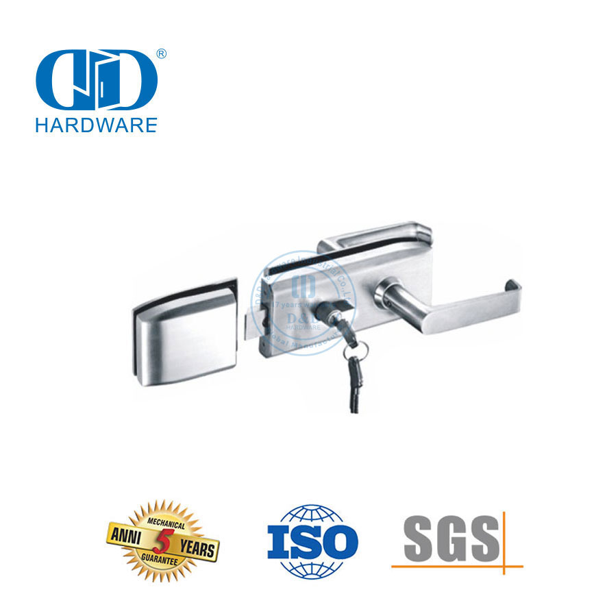 Cerradura de manija de puerta de Hardware de parche de ajuste de vidrio de acero inoxidable de alta seguridad para oficina escuela-DDGL002