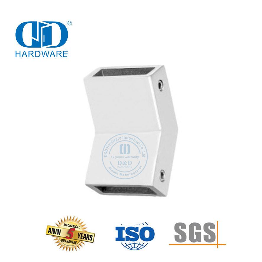 Conector de abrazadera de vidrio de tubo cuadrado de alta calidad de acero inoxidable para accesorios de baño-DDSC017