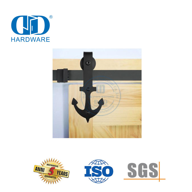 Juego de cerradura de puerta negra de diseño moderno de acero inoxidable, herrajes para puertas corredizas de granero, herrajes para puertas, juego de rieles-DDBD011