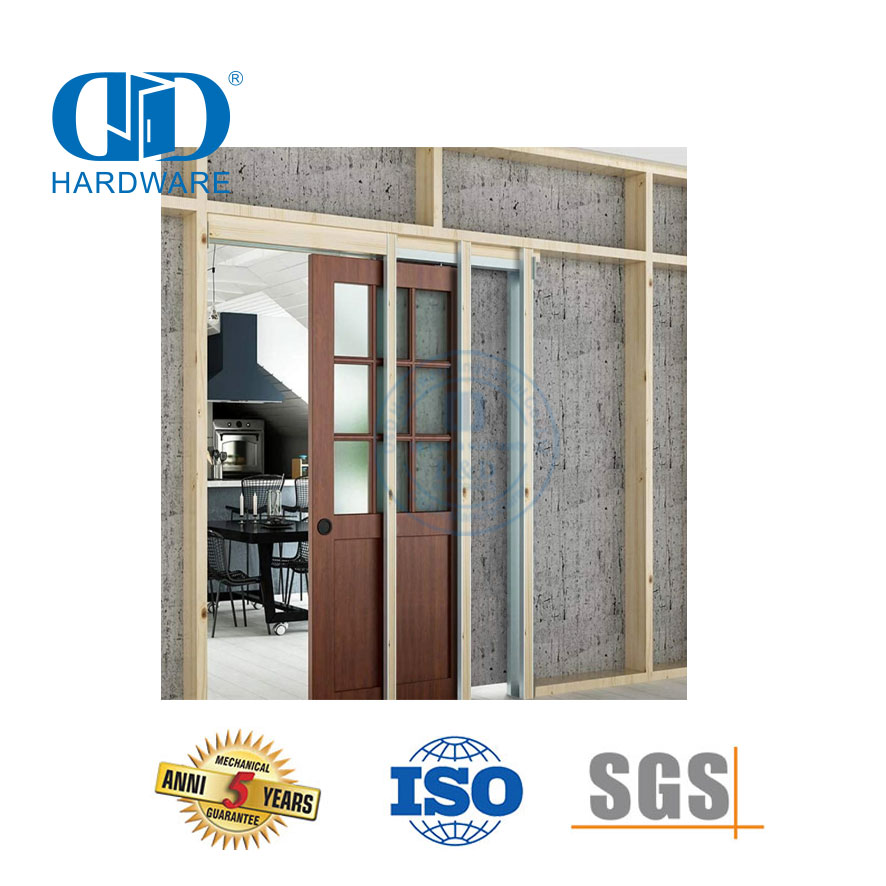 Herrajes para puerta de madera de granero de acero inoxidable, herrajes para marco de puerta de bolsillo para puerta de 48 pulgadas de ancho-DDBD062