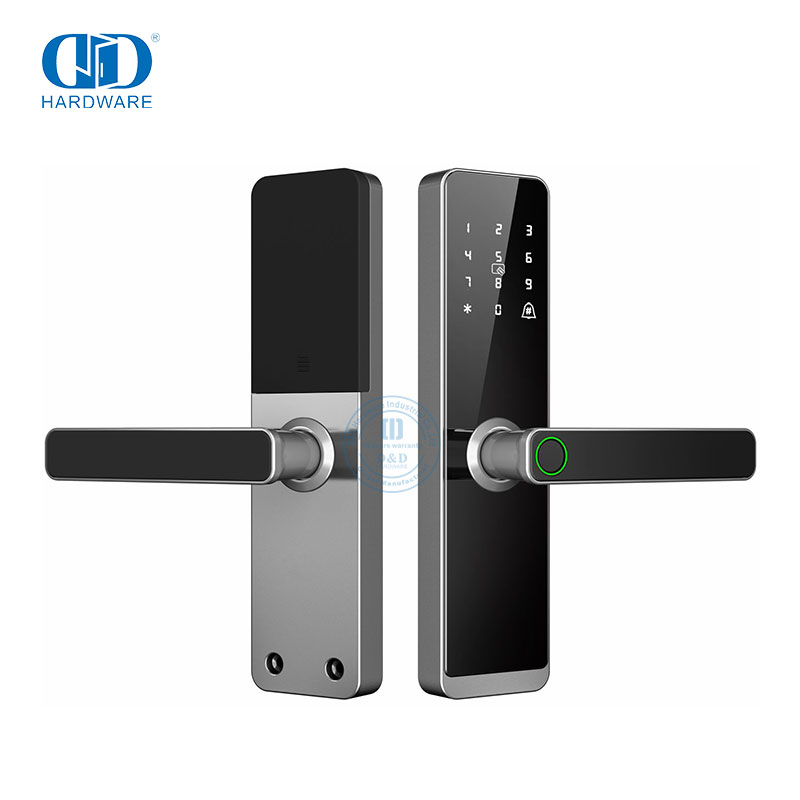 Puertas de madera Cerraduras inteligentes con manijas con aplicación WIfi Huella digital Cerradura Inteligente Funciona con TUYA WIFI -DDDL007