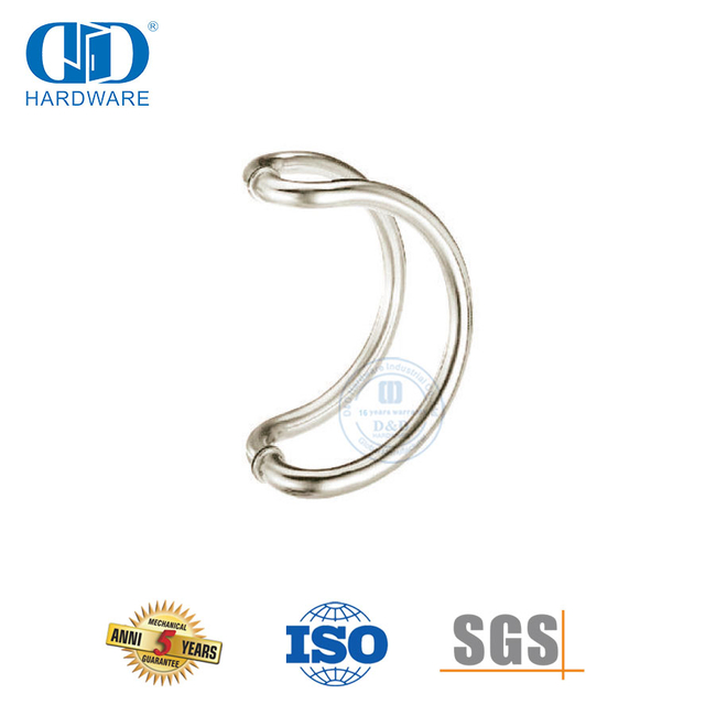 Tirador de acero inoxidable plateado tipo D espalda con espalda para puerta principal de vidrio Hardware-DDPH006