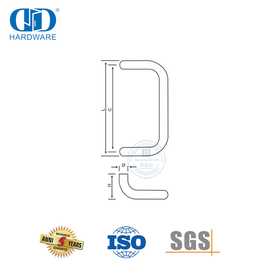 Tirador de puerta de vidrio comercial curvo de alta calidad, tirador para puerta de vidrio-DDPH005