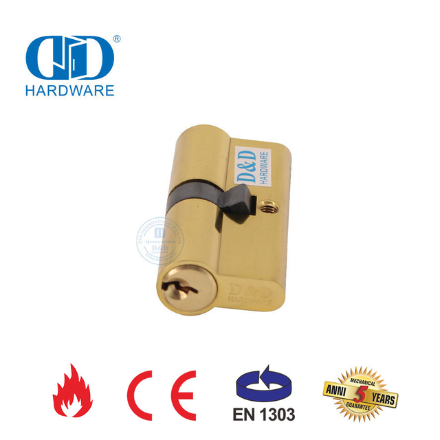 EN 1303 Cilindro de cerradura con doble llave de latón pulido para puerta de madera-DDLC003-60mm-PB