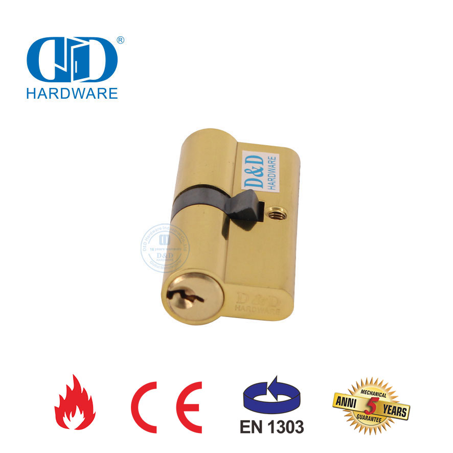 EN 1303 Cilindro de cerradura con doble llave de latón pulido para puerta de madera-DDLC003-60mm-PB