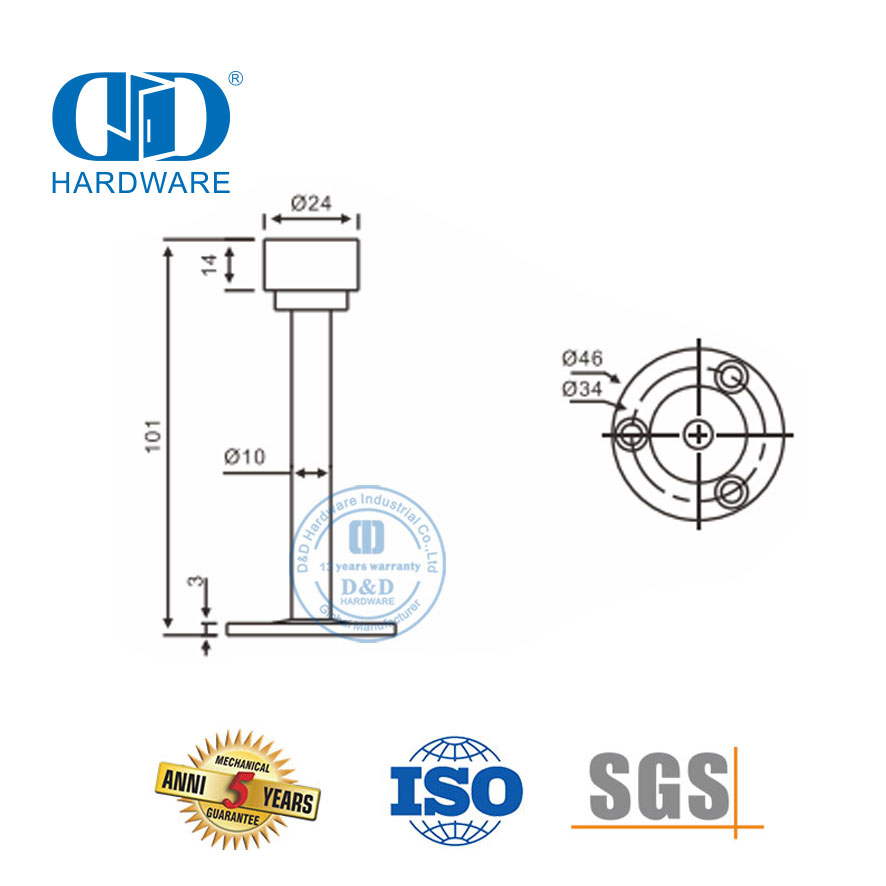 Tope de puerta de acero inoxidable para hotel, apartamento, comercial -DDDS018
