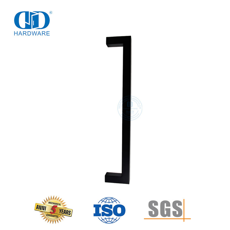 Tirador cuadrado de acero inoxidable de 12x12 mm para puerta de vidrio exterior de cuarto de ducha-DDPH034-MB