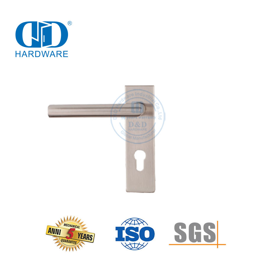 Cerradura de puerta dividida silenciosa, manija de palanca de puerta de madera para sala de estar con placa rectangular -DDTP009