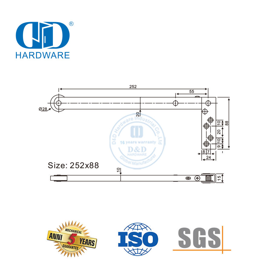 Coordinador de puerta selector para uso intensivo, resistente al fuego, universal, de acero inoxidable, con certificación UL, para puerta doble-DDDR002-A