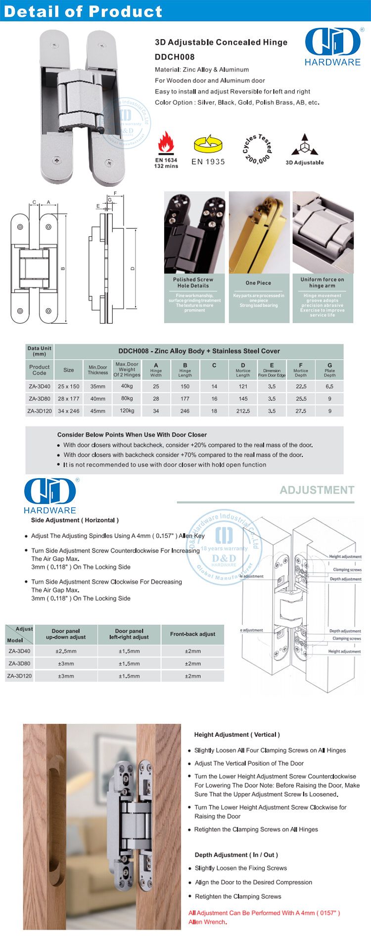 Bisagra de puerta de alta calidad Bisagra 