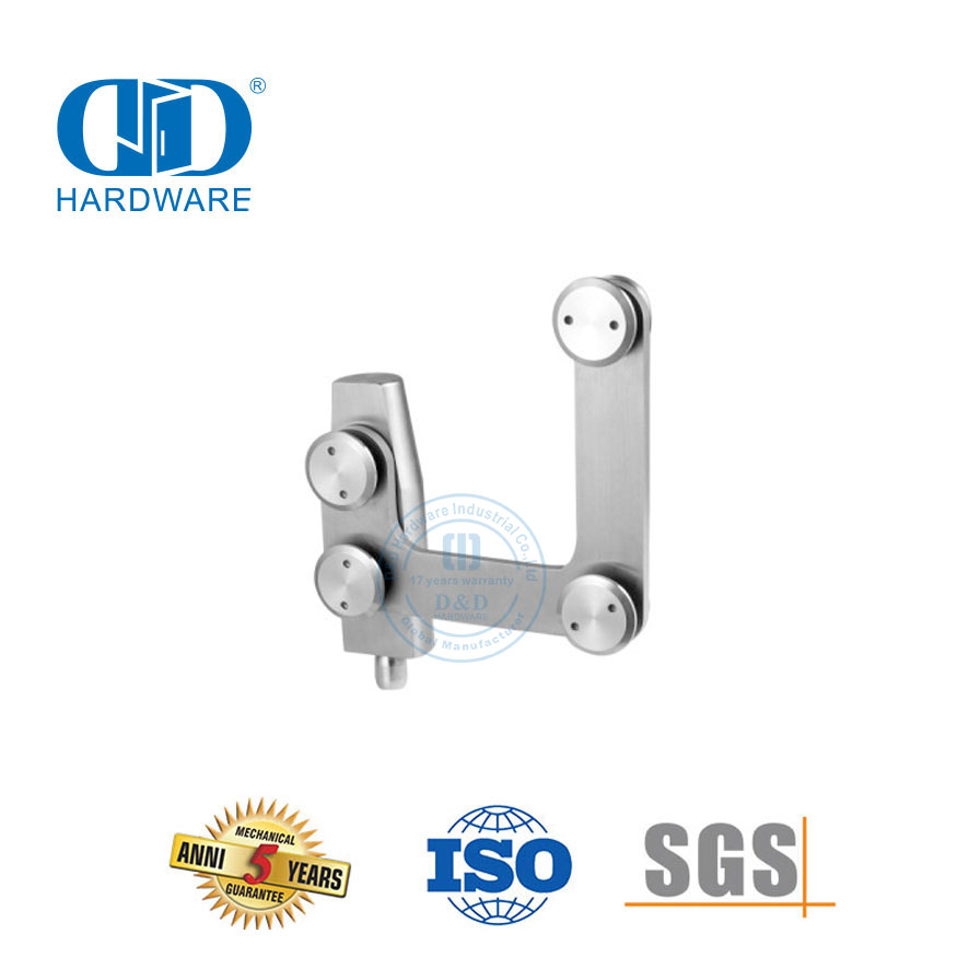 Accesorio de parche de acero inoxidable Accesorio de pivote Conector curvo Accesorio de vidrio pivotante-DDGP007