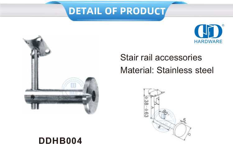 Accesorios para rieles de escaleras Soporte de abrazadera de vidrio de acero inoxidable Herrajes para puertas de vidrio Soporte para pasamanos-DDHB004