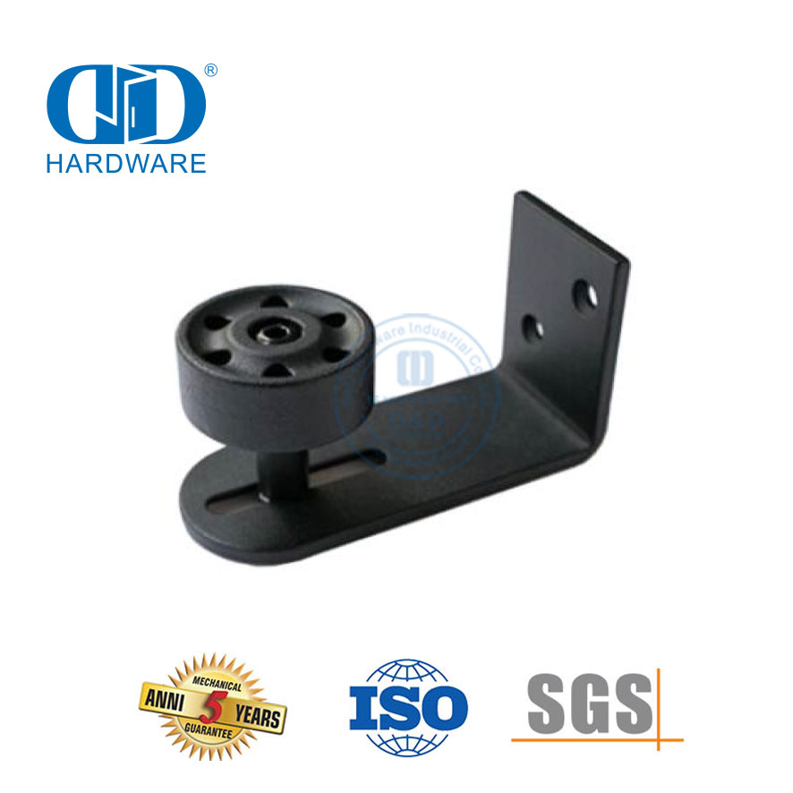 Guía de piso ajustable negra de acero inoxidable para montaje en pared de puerta corrediza de Granero Bottom-DDBD080