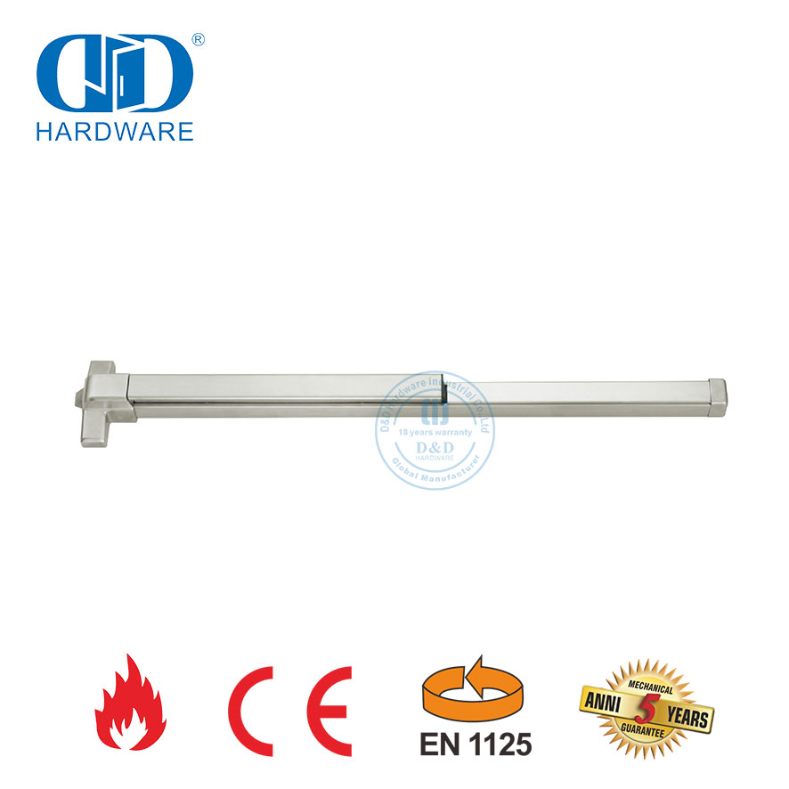 Hardware de salida de pánico con barra de empuje de salida de manija de palanca de acero inoxidable resistente al fuego con certificación CE UL para puerta de madera-DDPD025-CE