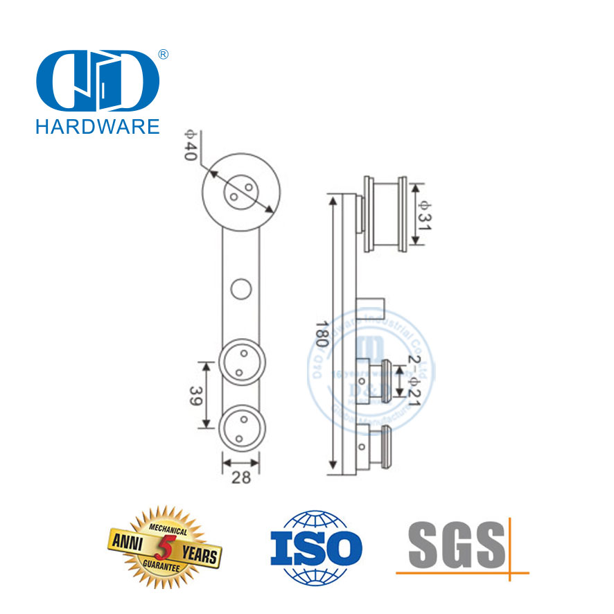 Proveedor de hardware Hardware de vidrio de acero inoxidable Accesorios de baño Rodillo colgante de puerta corredera para baño-DDGS103