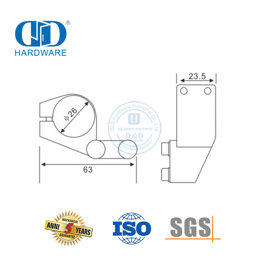 Herrajes para puertas sin marco de acero inoxidable, accesorios de baño, tapón de puerta para puerta corredera-DDGS119