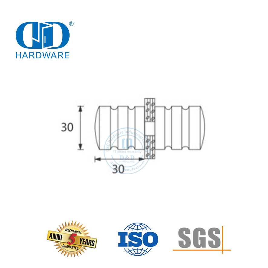 Accesorio para muebles Perilla para cubículo de ducha Ducha de doble cara corrediza Perilla de puerta de vidrio sin marco Manijas-DDSK007