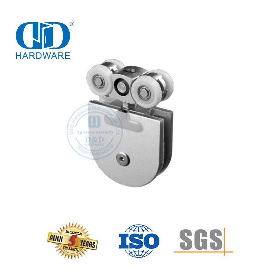 Abrazadera de puerta de acero inoxidable, puerta corredera de hierro, herrajes para puerta con rodillo colgante, accesorio de vidrio para baño de ducha-DDGS136