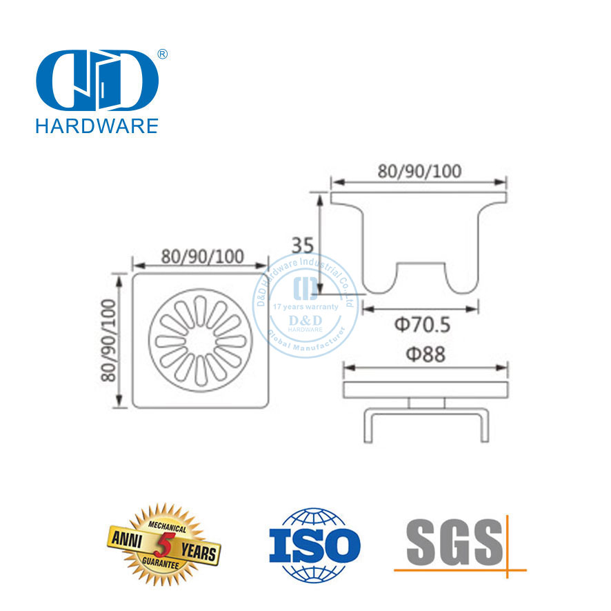 Estilo moderno Muebles de acero inoxidable Hardware Accesorios de baño Drenaje de piso lineal-DDFD0010