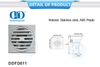 Desagüe de piso cuadrado de acero inoxidable de alta seguridad, desagüe de ducha de baño, accesorios de baño para puerta de vidrio-DDFD0011