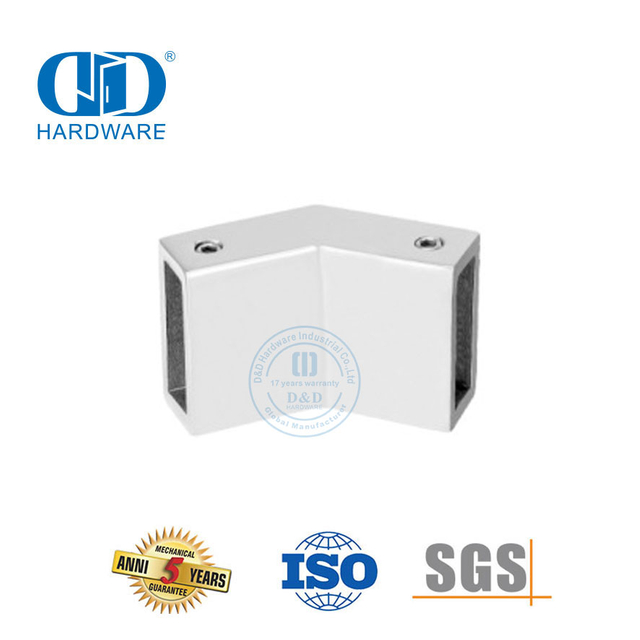 Conector de abrazadera de vidrio de tubo cuadrado de alta calidad de acero inoxidable para accesorios de baño-DDSC017