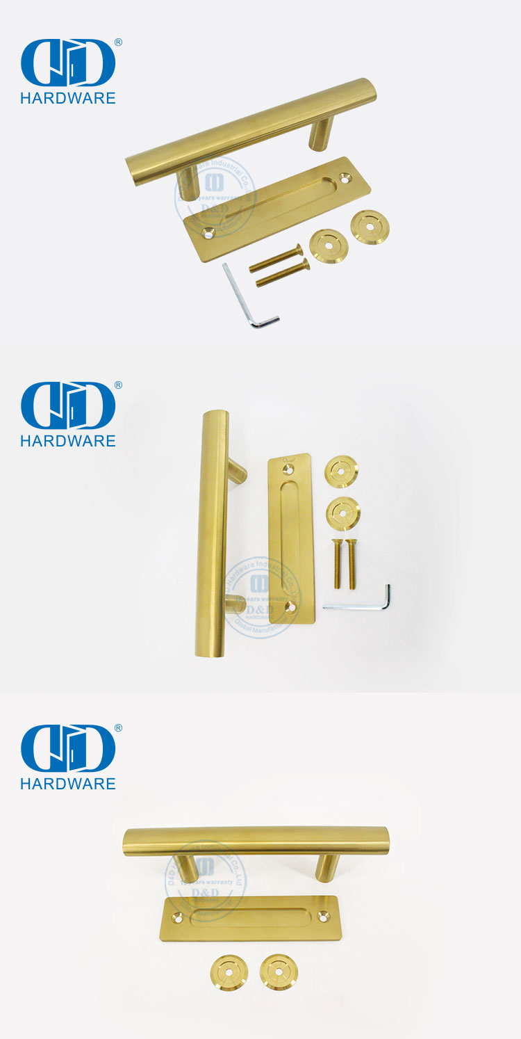 Puerta de madera de acero inoxidable Manija de puerta de granero de doble cara Aplicación comercial Manija de palanca hueca-DDBD101 SB