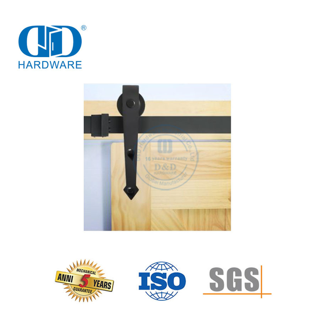 Kit de herrajes para puertas de granero interiores de acero inoxidable personalizado, accesorio de herrajes para puertas de garaje, color negro, DDBD017