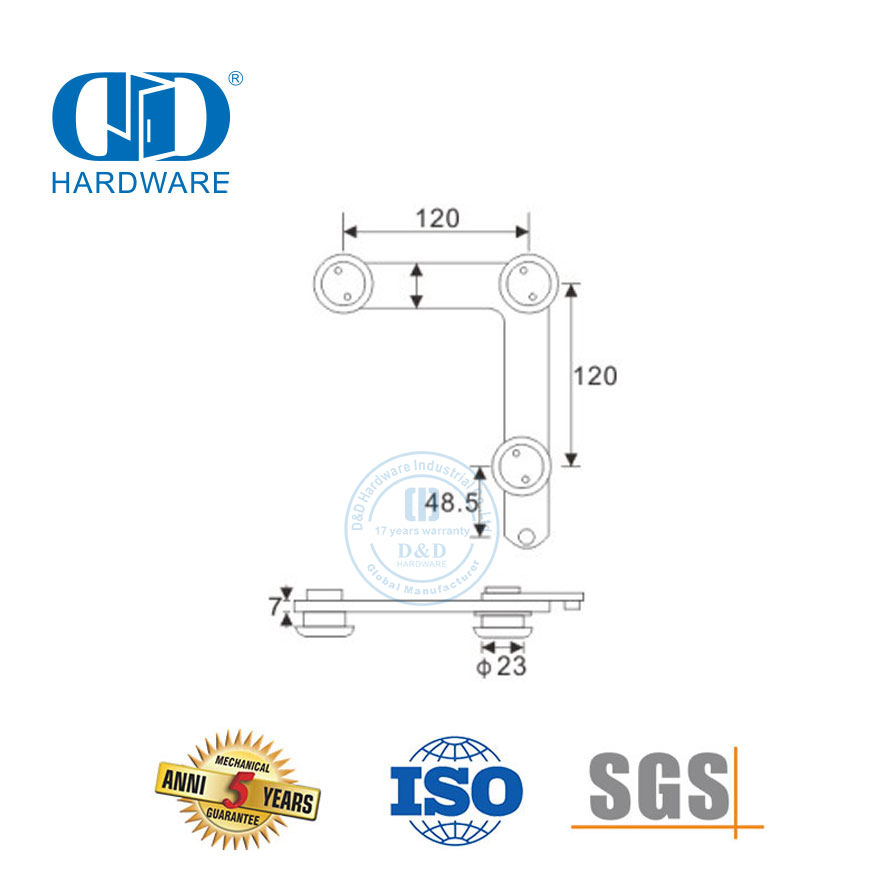Herrajes para puertas comerciales Puerta superior de acero inoxidable Pivote Accesorio para muebles Accesorio de vidrio-DDGP015